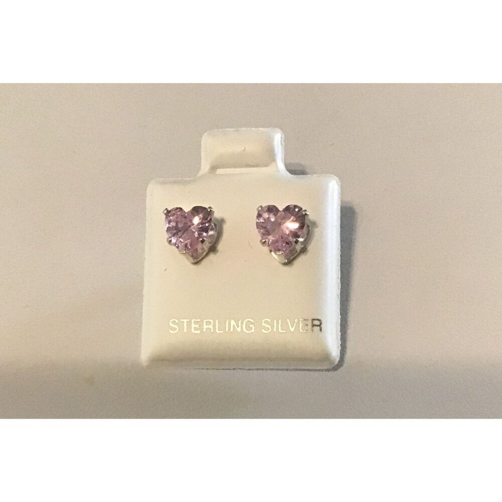 1.5Ct Heart Pink Sapphire Stud Earrings~.925 Sterling Silver
